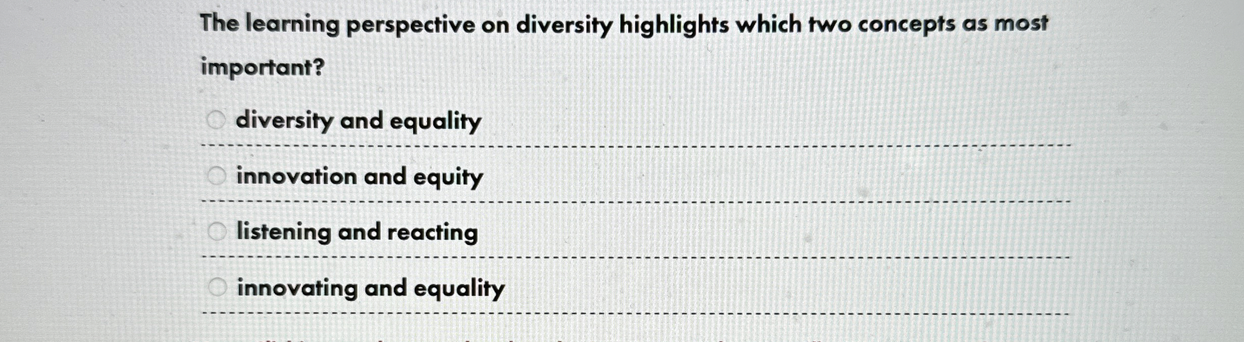  The learning perspective on diversity highlights which two concepts as most