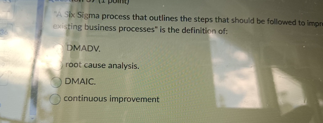  "A Six Sigma process that outlines the steps that should be