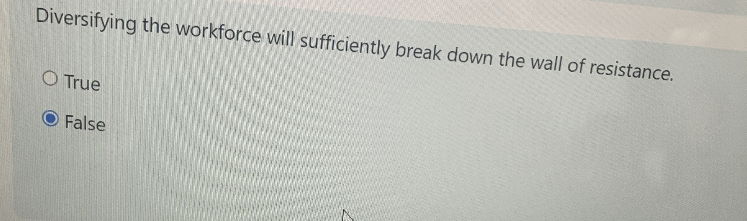  Diversifying the workforce will sufficiently break down the wall of resistance.