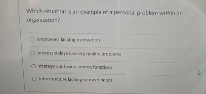  Which situation is an example of a personal problem within an