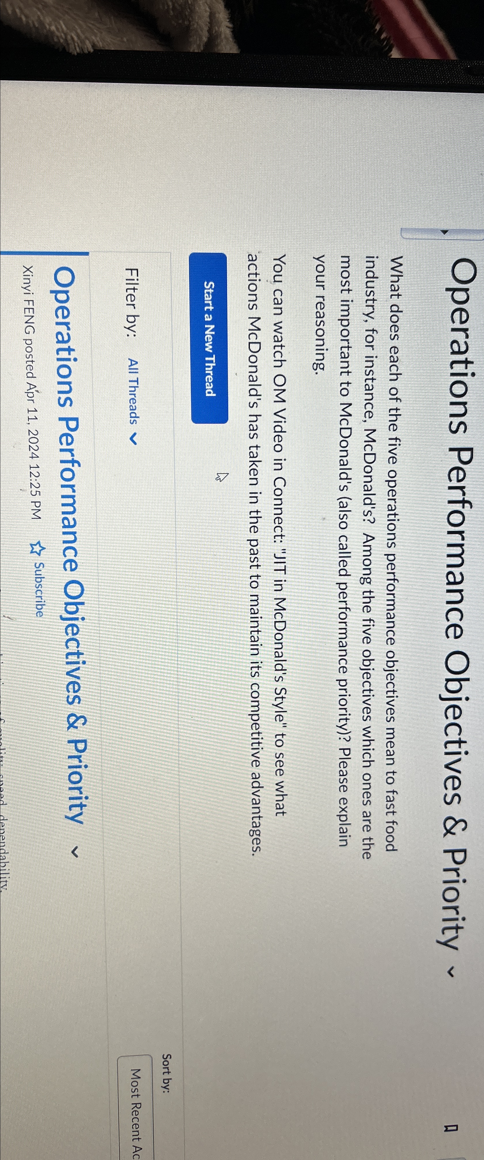  Operations Performance Objectives & Priority What does each of the five