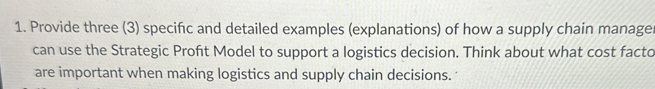  Provide three (3) specific and detailed examples (explanations) of how a