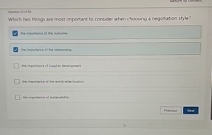  Gurtion 12 at 50 Which two things are most important to