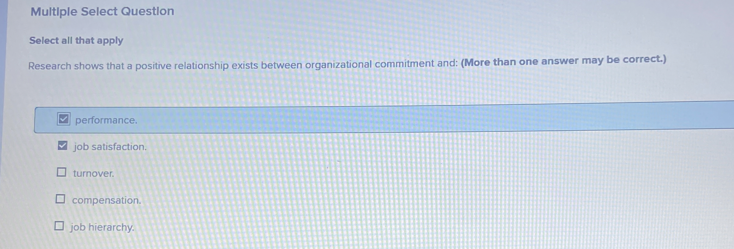  Multiple Select Questlon Select all that apply Research shows that a