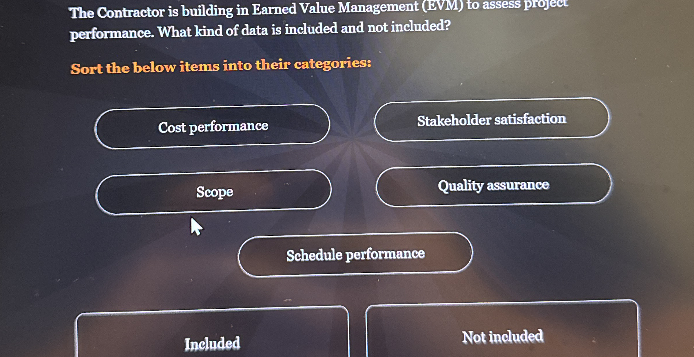  The Contractor is building in Earned Value Management (EVM) to assess