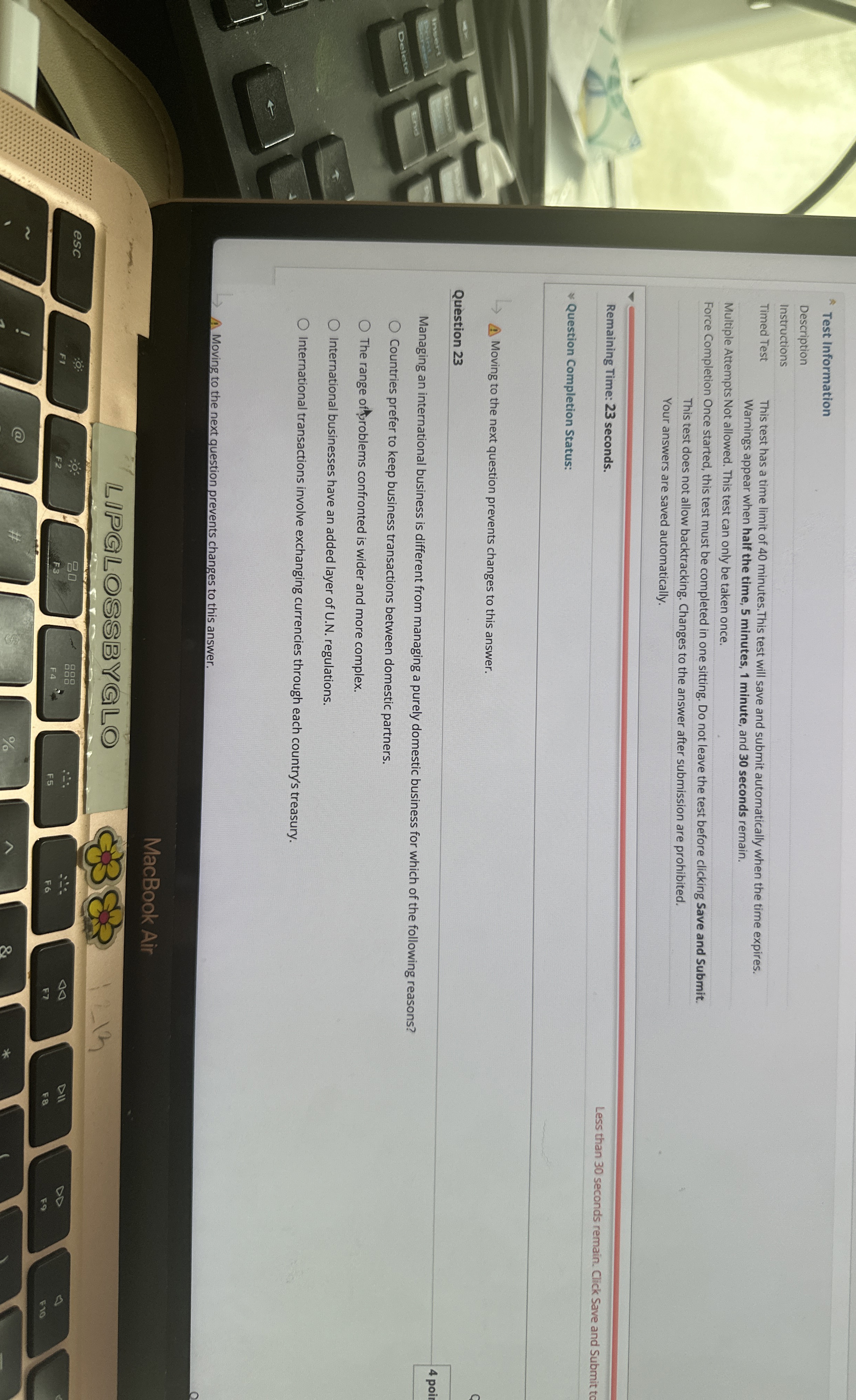  Test Information Description Instructions Timed Test This test has a time