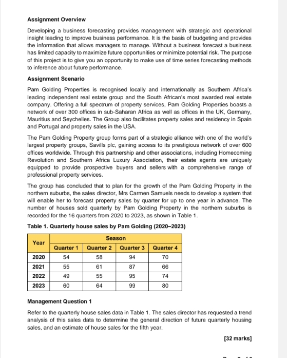  Assignment Overview Developing a business forecasting provides management with strategic and