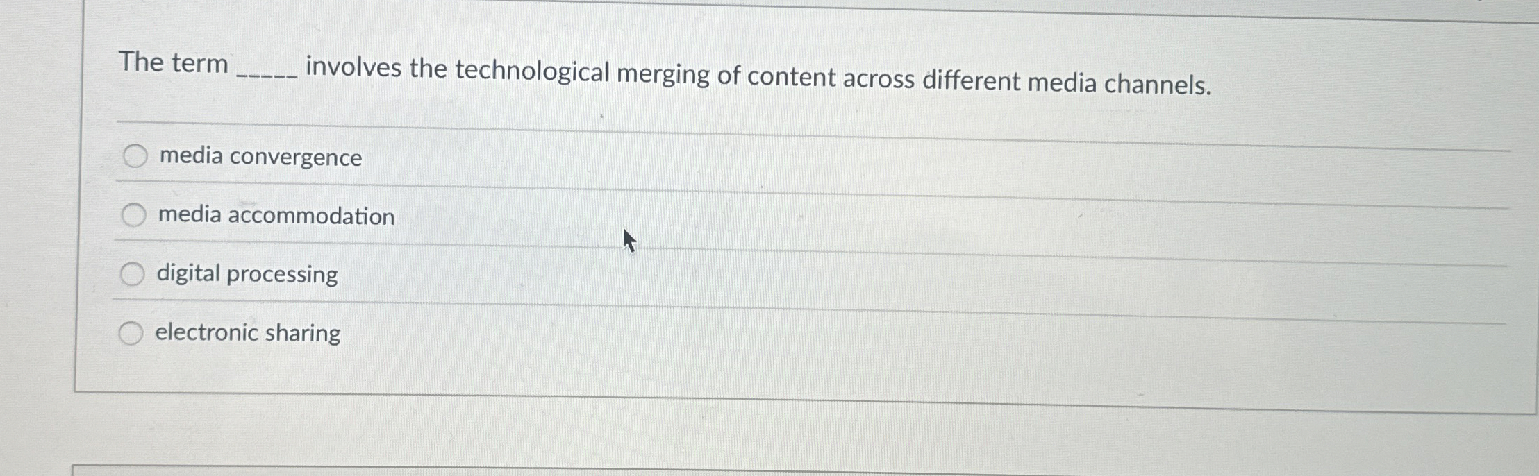  The term involves the technological merging of content across different media