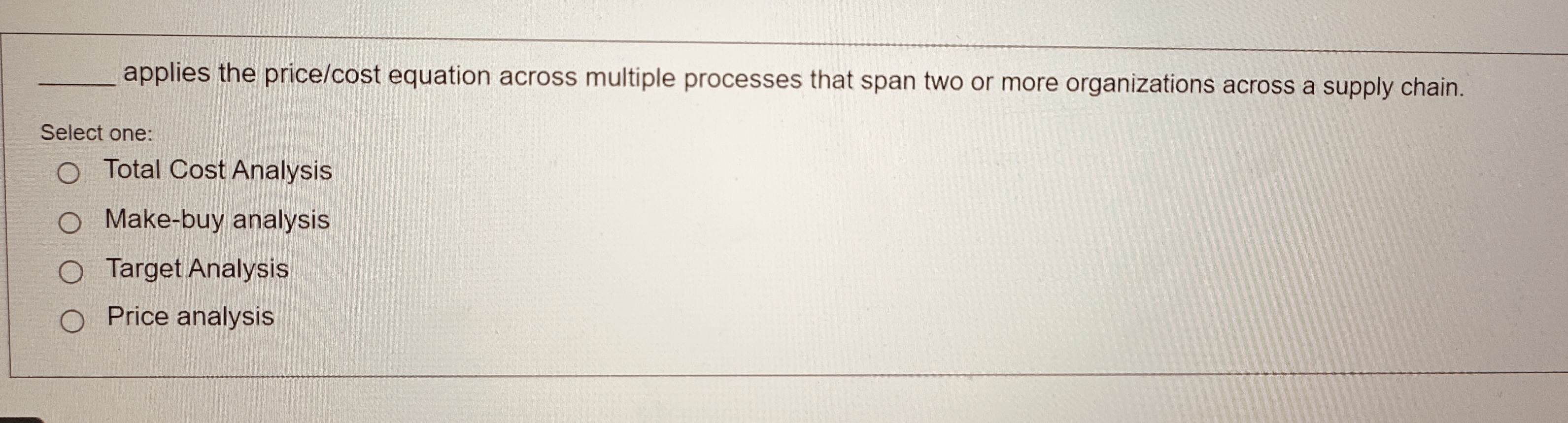  applies the price/cost equation across multiple processes that span two or