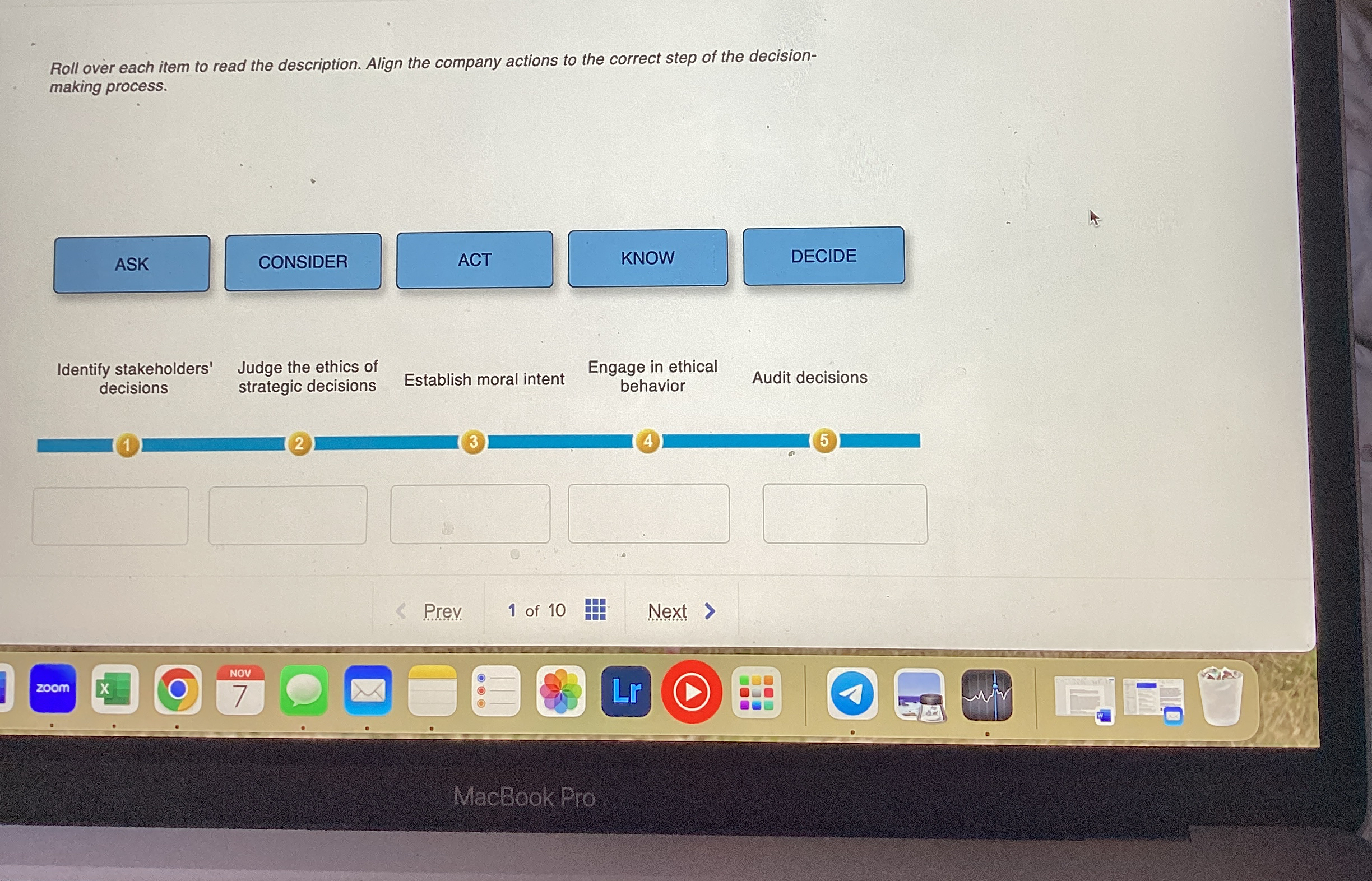  Roll over each item to read the description. Align the company