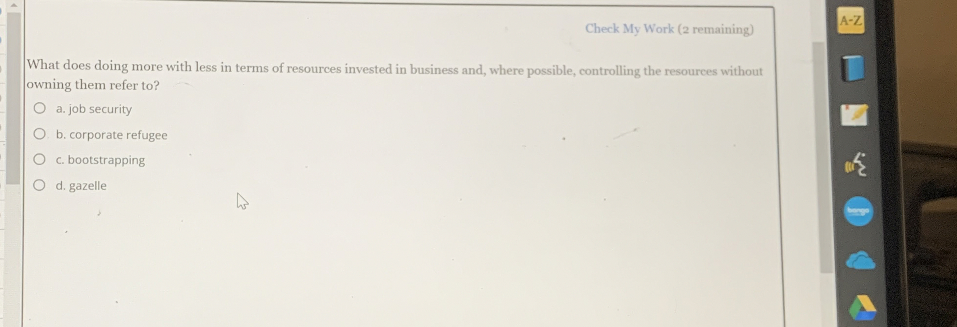  Check My Work (2 remaining) What does doing more with less