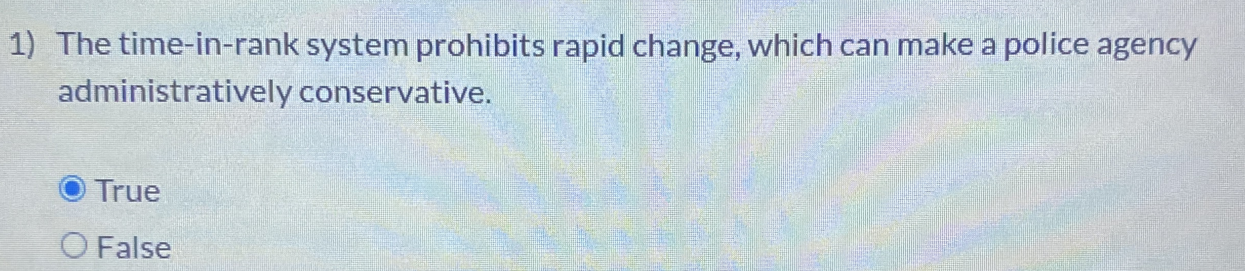  The time-in-rank system prohibits rapid change, which can make a police