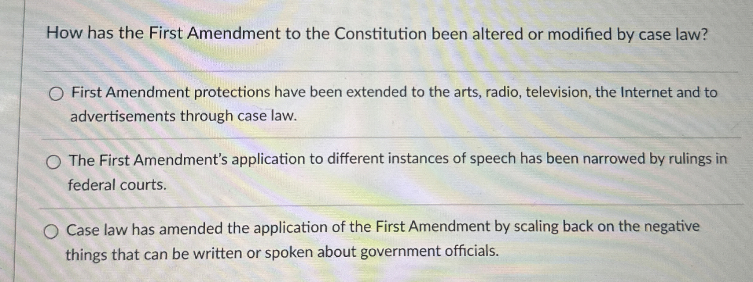  How has the First Amendment to the Constitution been altered or