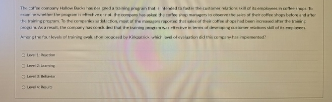  The coffee compary Hallow Bucks has designed a training, program that