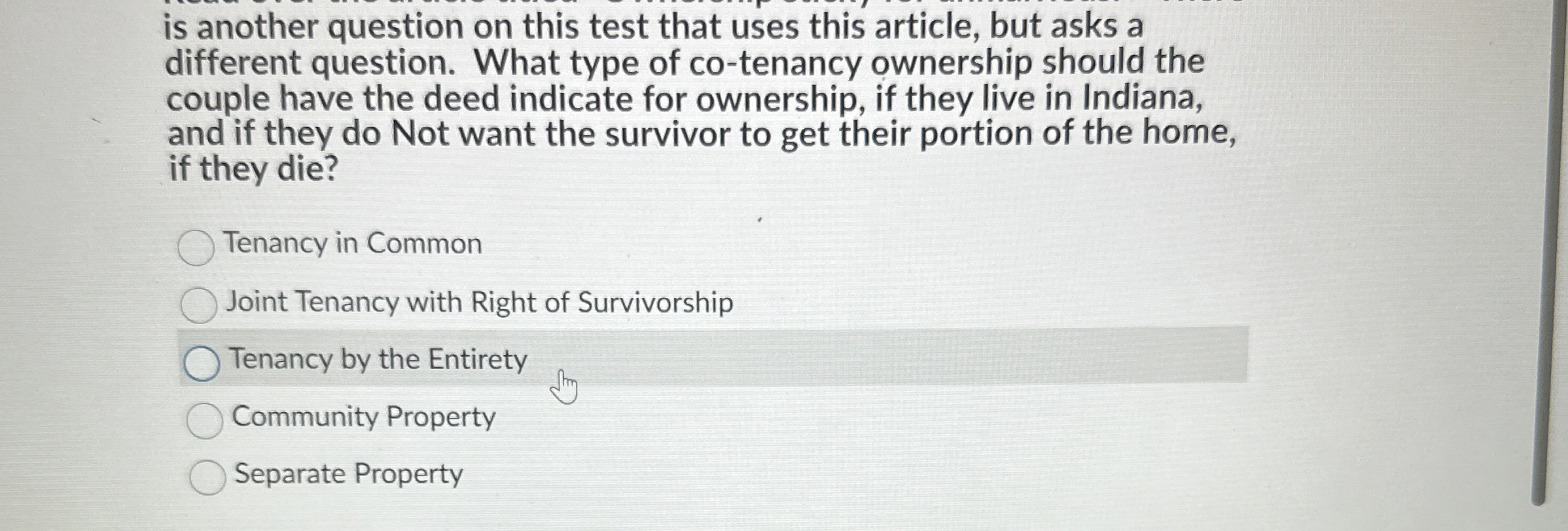  is another question on this test that uses this article, but