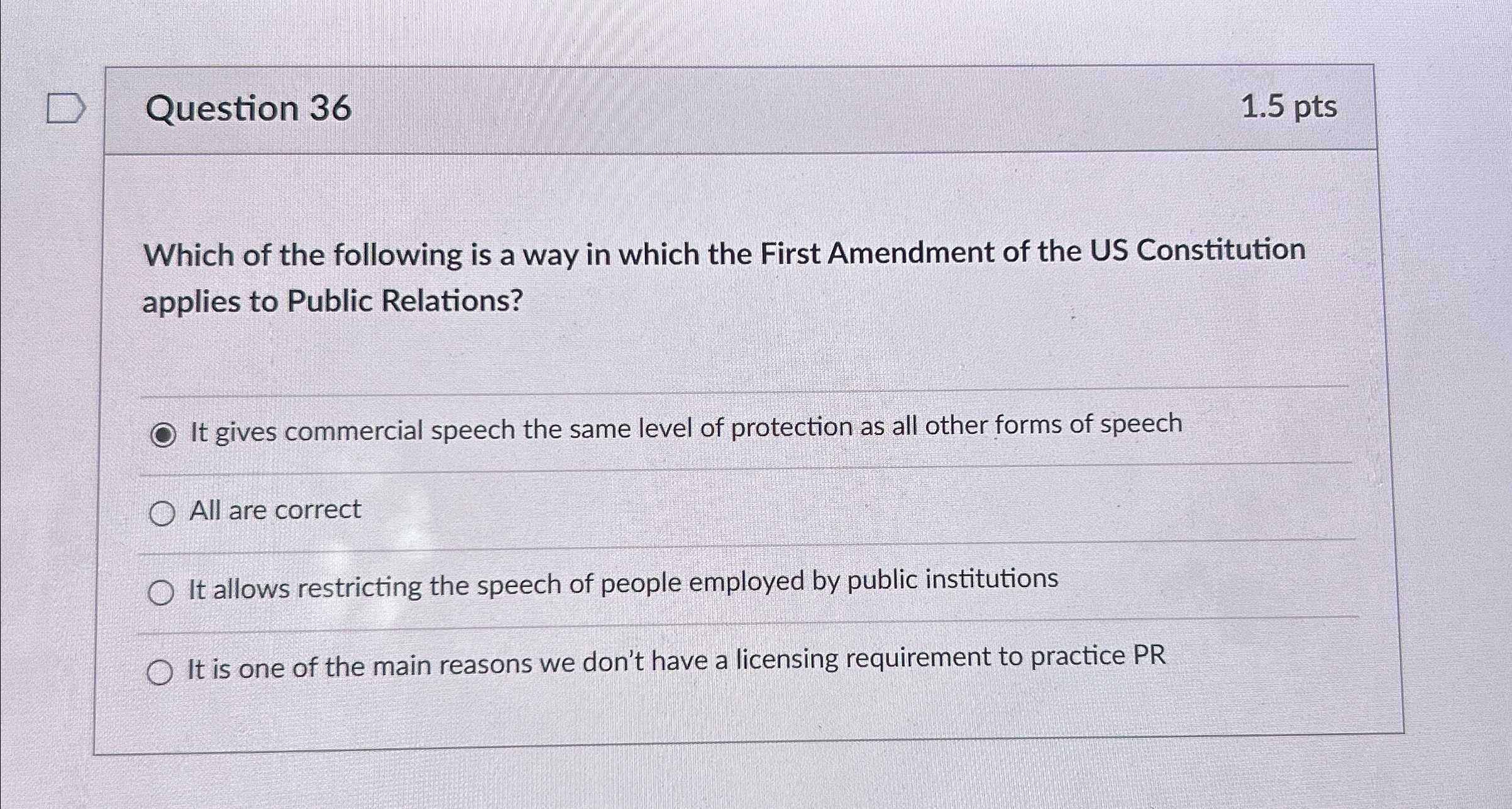  Question 36 1.5pts Which of the following is a way in
