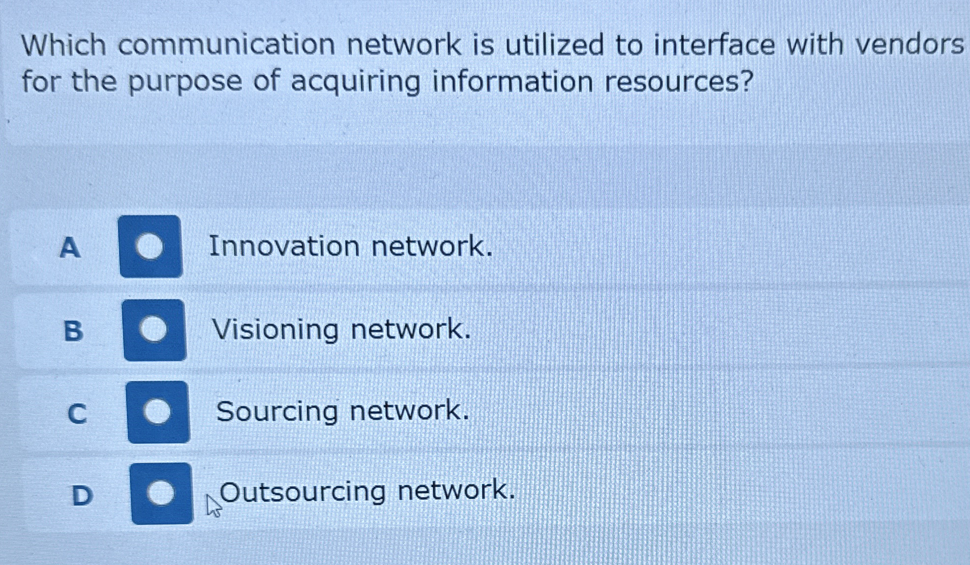  Which communication network is utilized to interface with vendors for the