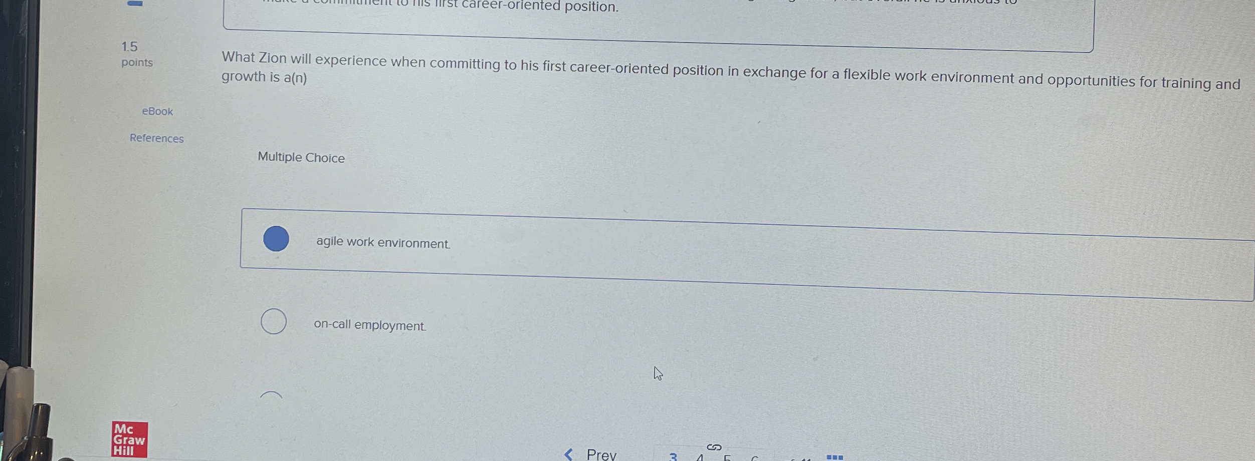  1.5 points What Zion will experience when committing to his first