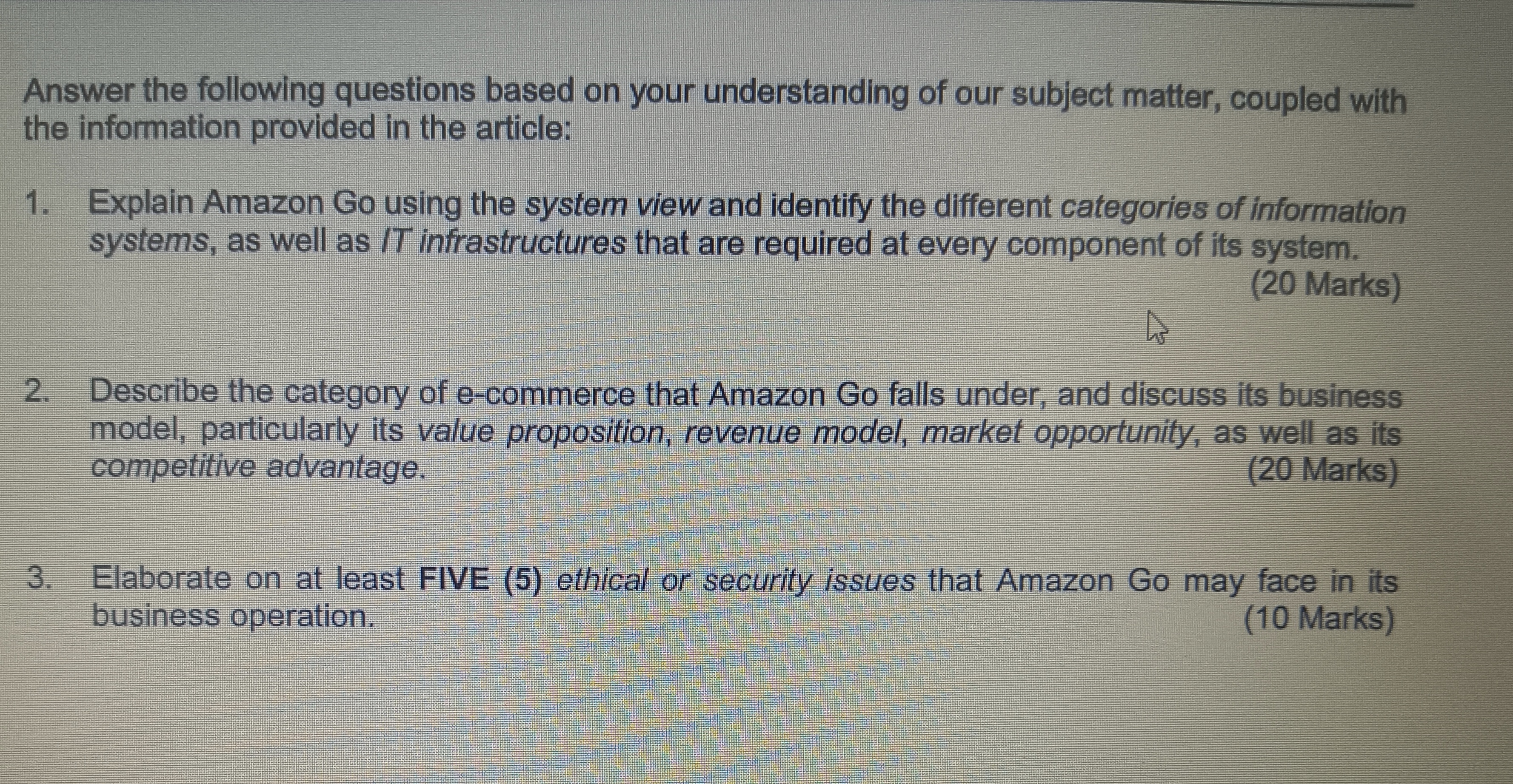  Explain Amazon Go using the system view and identify the different