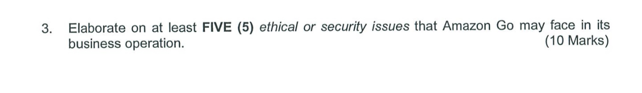  Elaborate on at least FIVE (5) ethical or security issues that