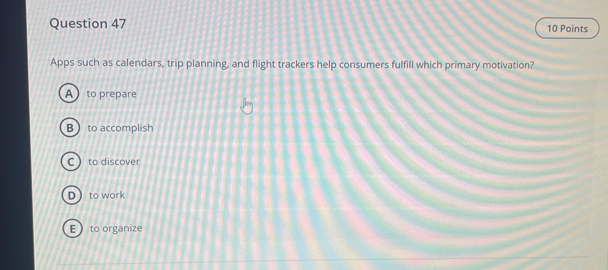  Question 47 Apps such as calendars, trip planning, and flight trackers