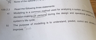  10B.2.2 Read the following three statements: a) Modelling is a common