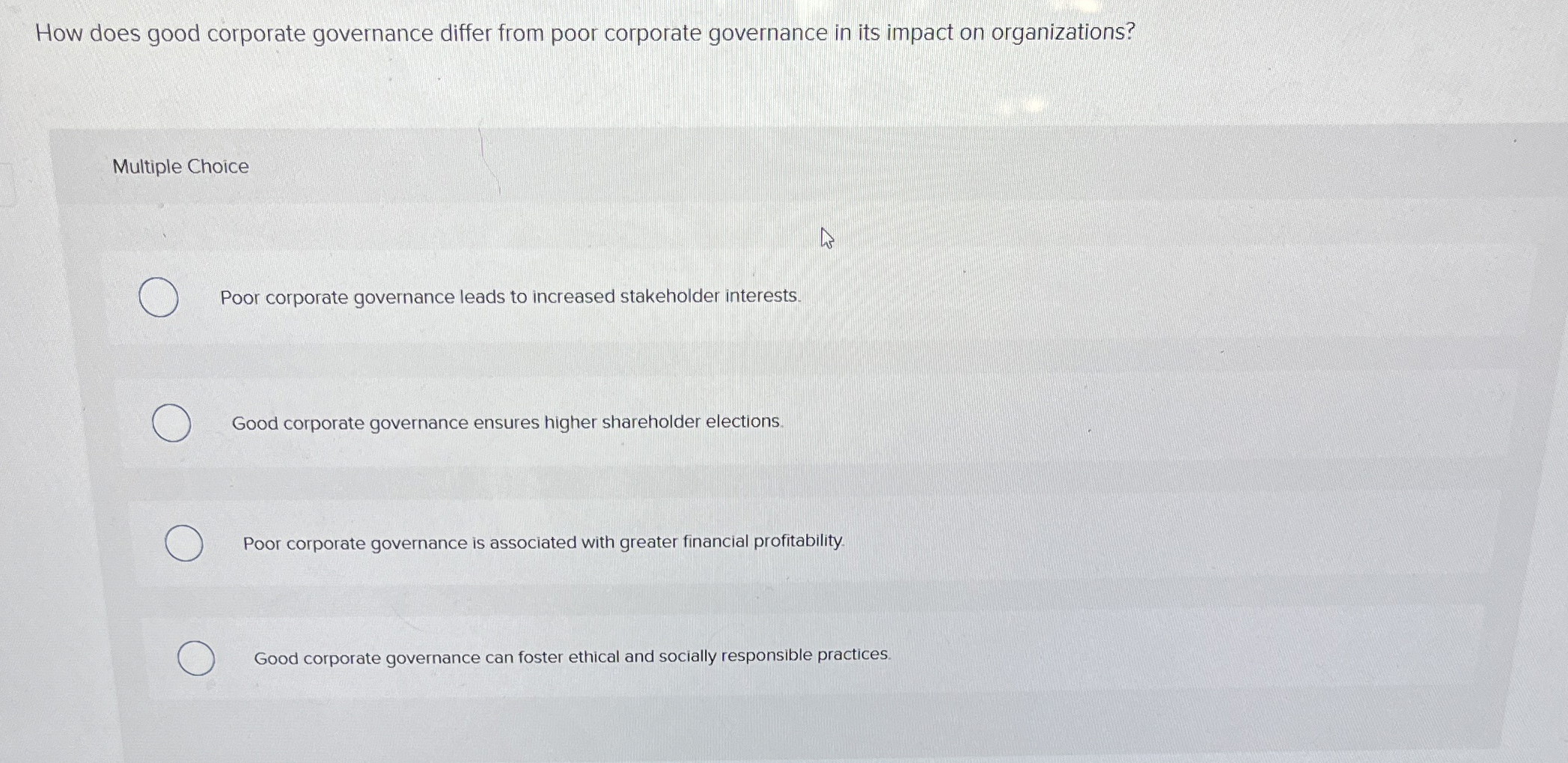  How does good corporate governance differ from poor corporate governance in