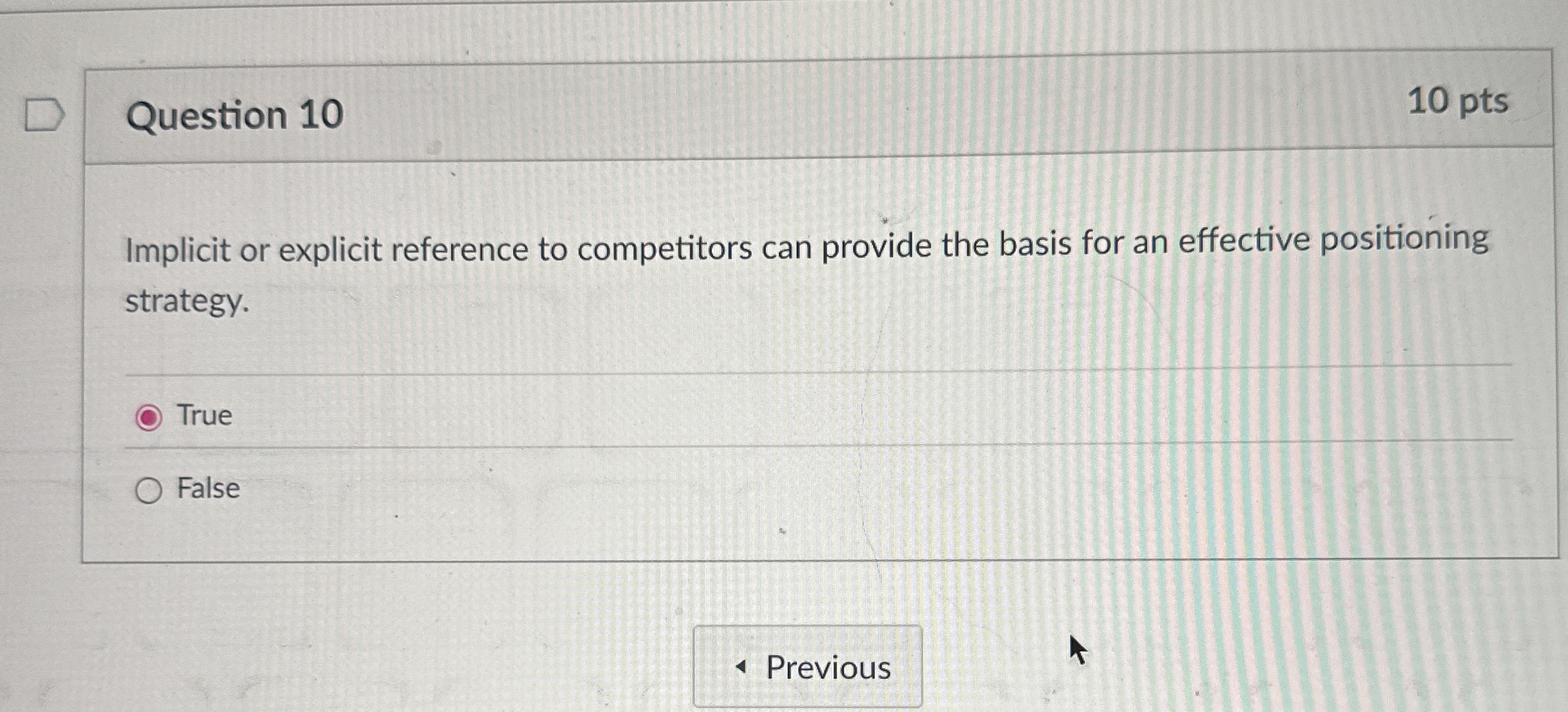  Question 10 Implicit or explicit reference to competitors can provide the