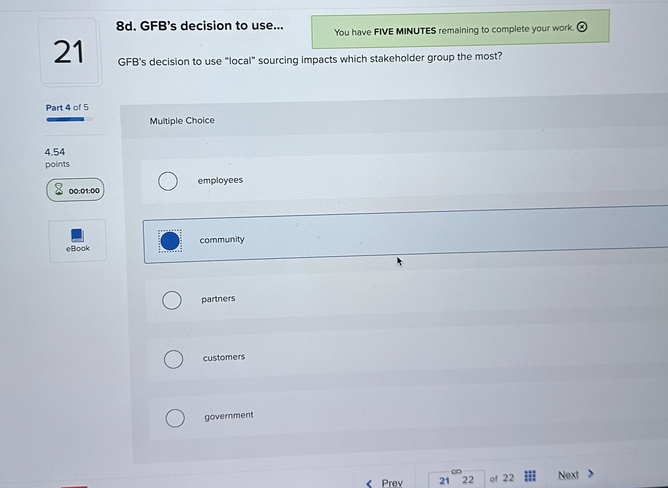  8d. GFB's decision to use... You have FIVE MINUTES remaining to