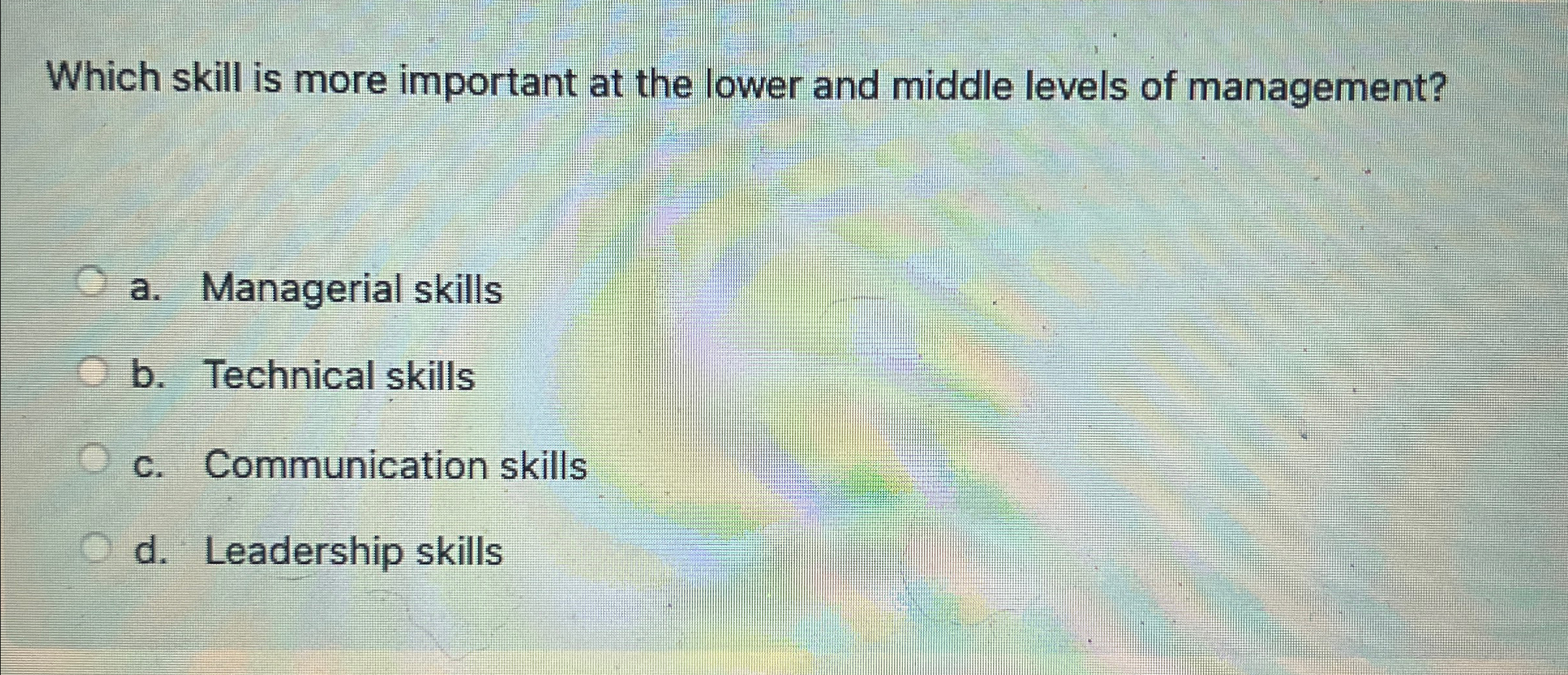  Which skill is more important at the lower and middle levels