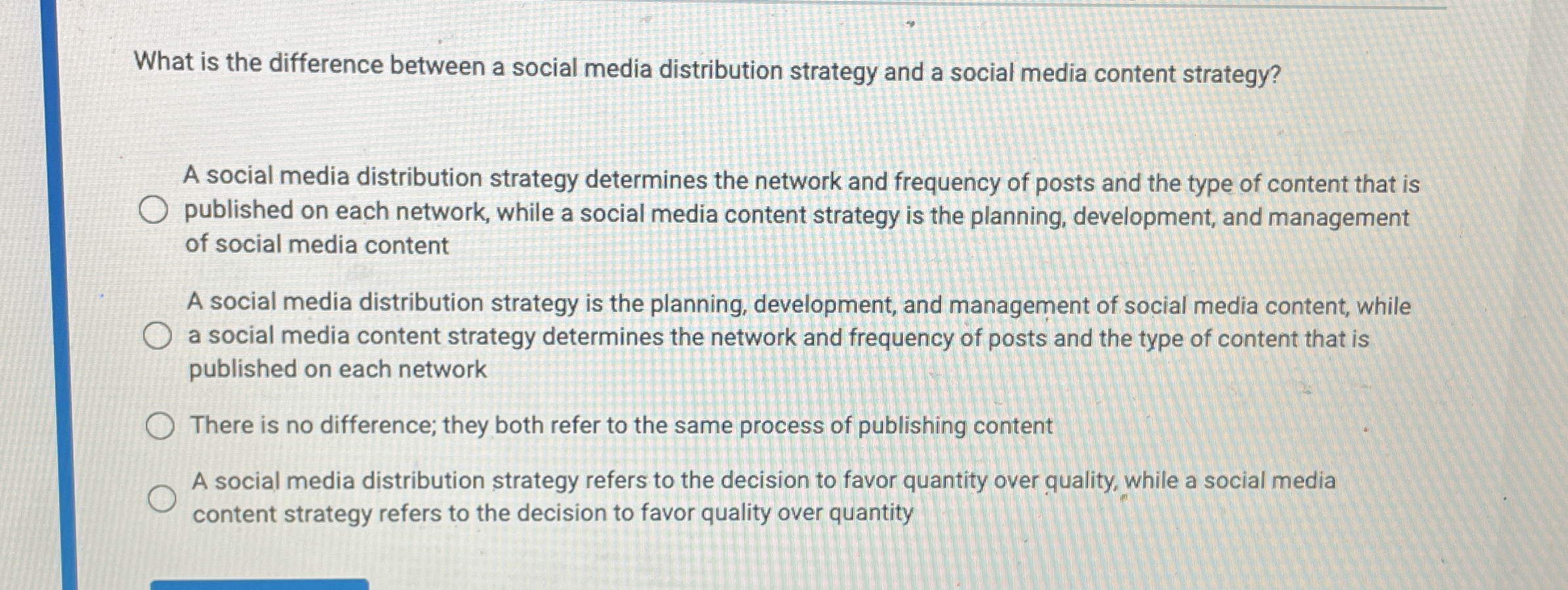  What is the difference between a social media distribution strategy and