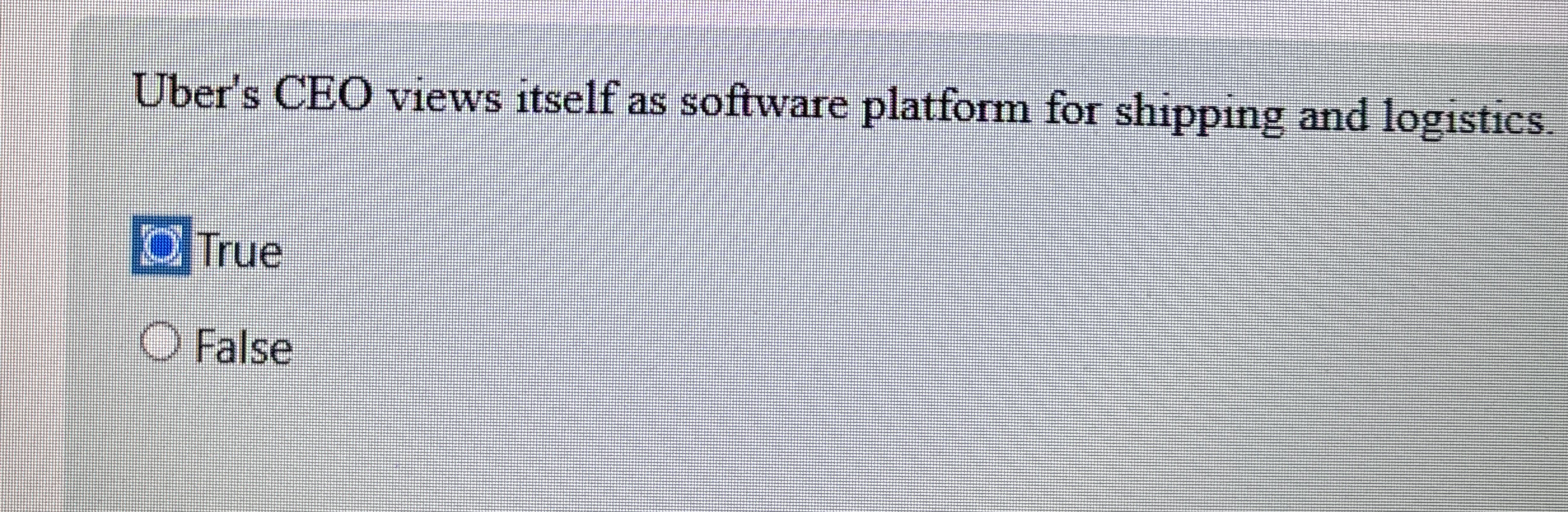  Uber's CEO views itself as software platform for shipping and logistics.