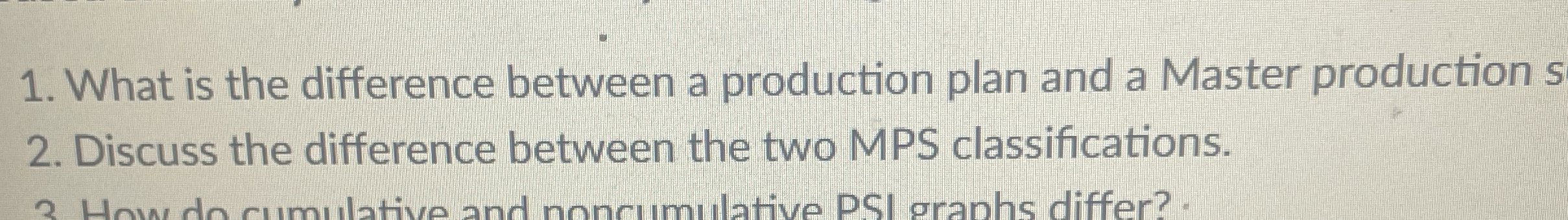  What is the difference between a production plan and a Master