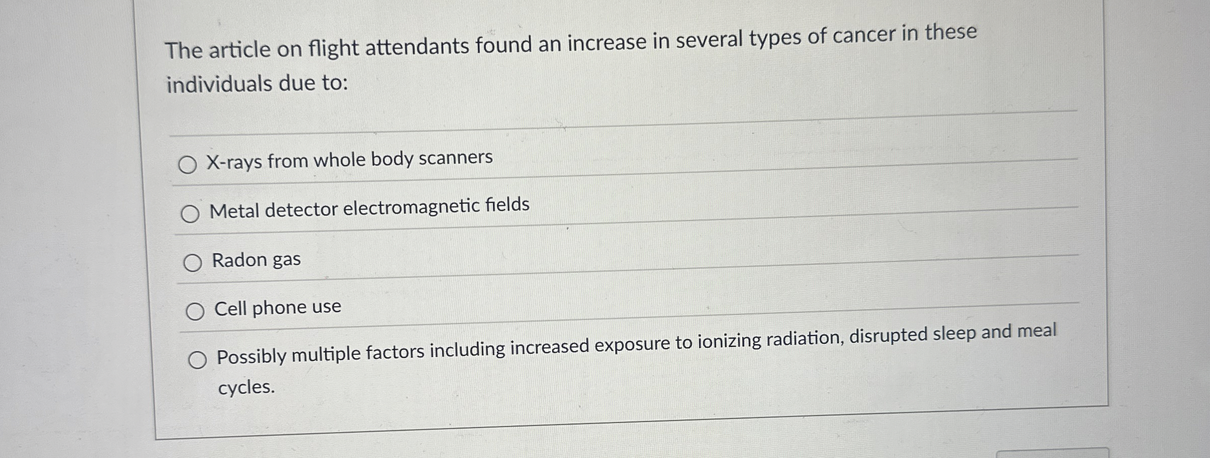  The article on flight attendants found an increase in several types
