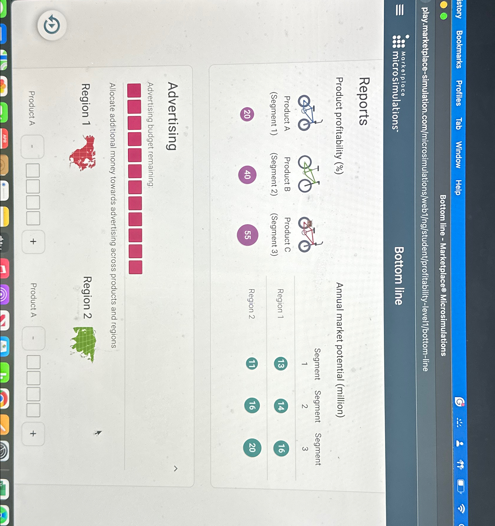  istory Bookmarks Profiles Tab Window Help Bottom line - Marketplace@ Mierosimulations