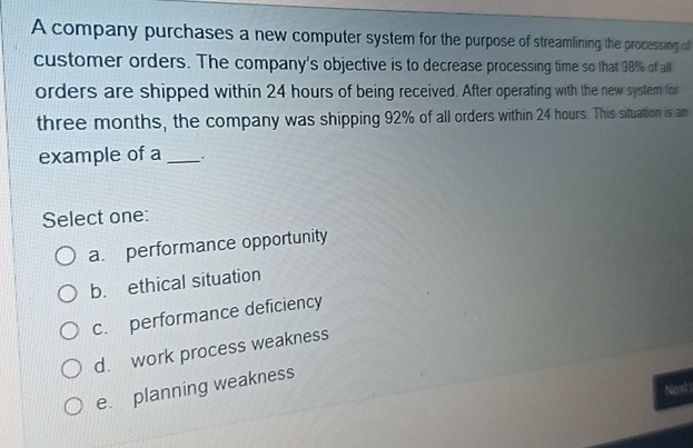  A company purchases a new computer system for the purpose of
