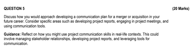  QUESTION 5 (20 Marks) Discuss how you would approach developing a