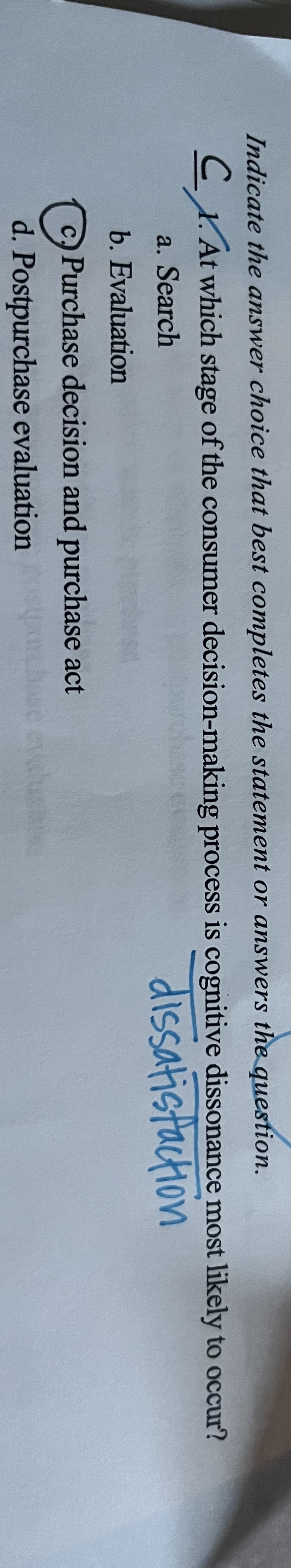  Indicate the answer choice that best completes the statement or answers