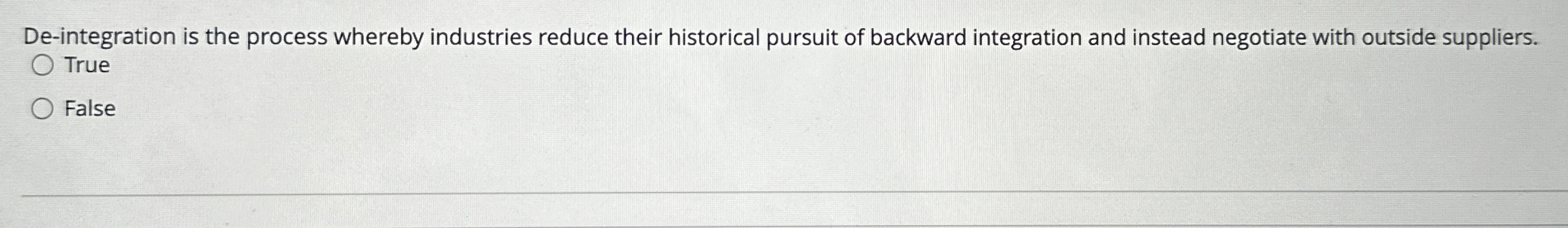  De-integration is the process whereby industries reduce their historical pursuit of