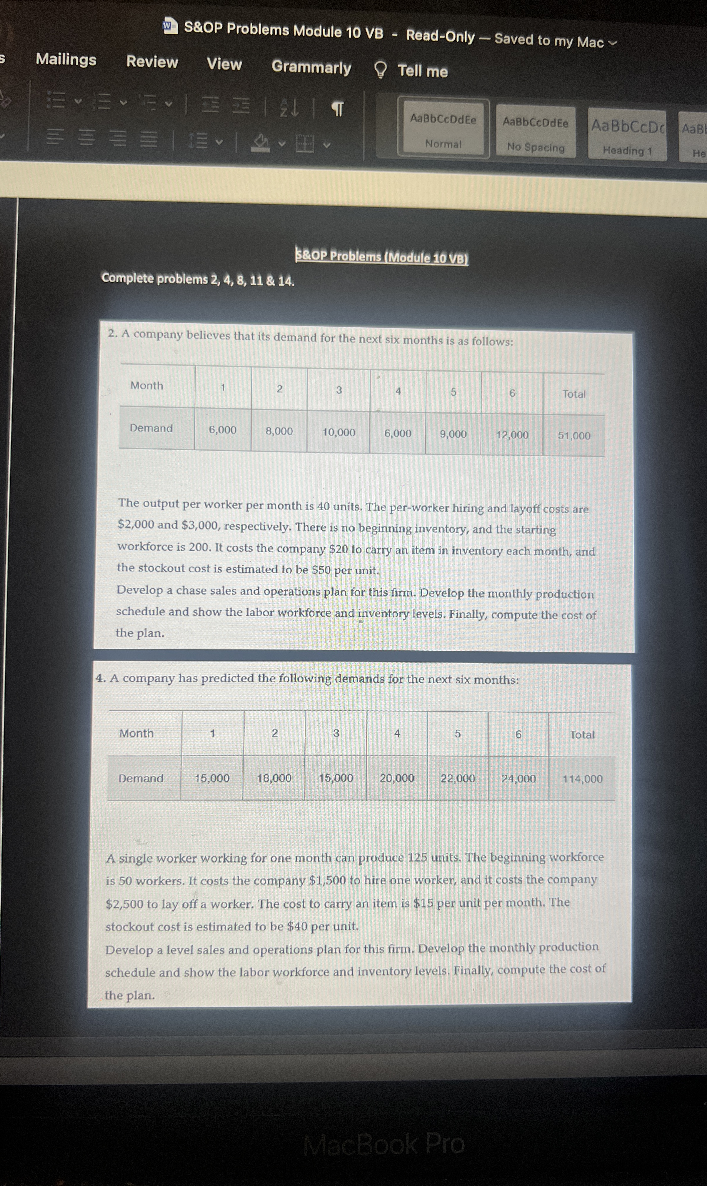  A company believees problems 2&4 