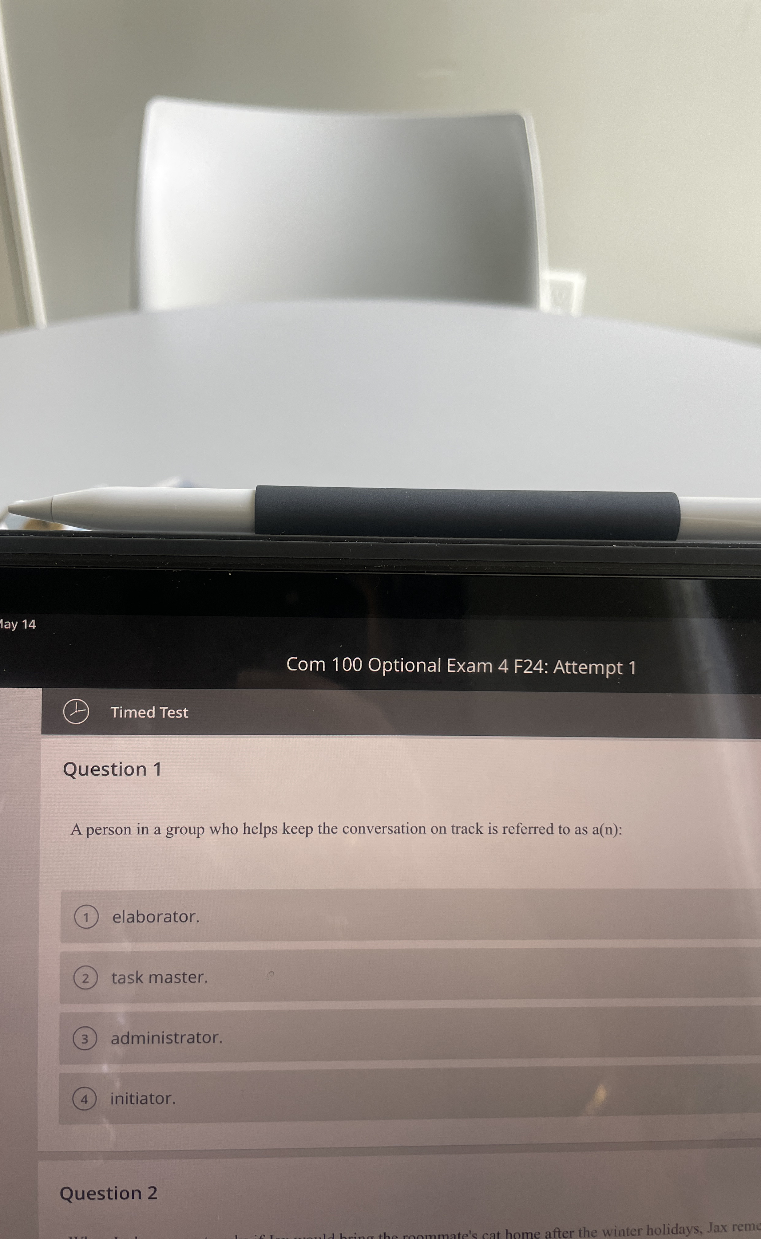  Com 100 Optional Exam 4 F24: Attempt 1 (1) Timed Test