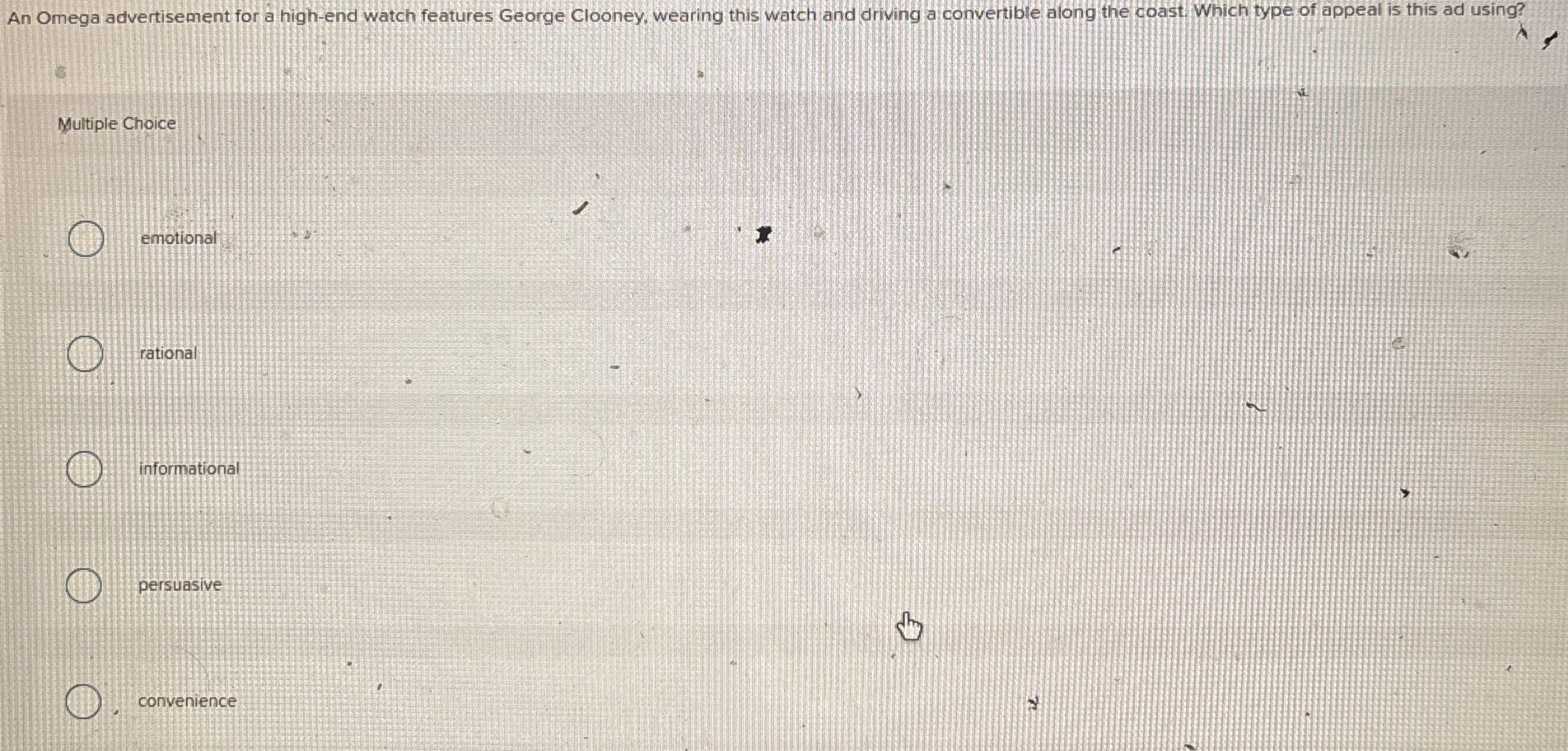  An Omega advertisement for a high-end watch features George Clooney, wearing