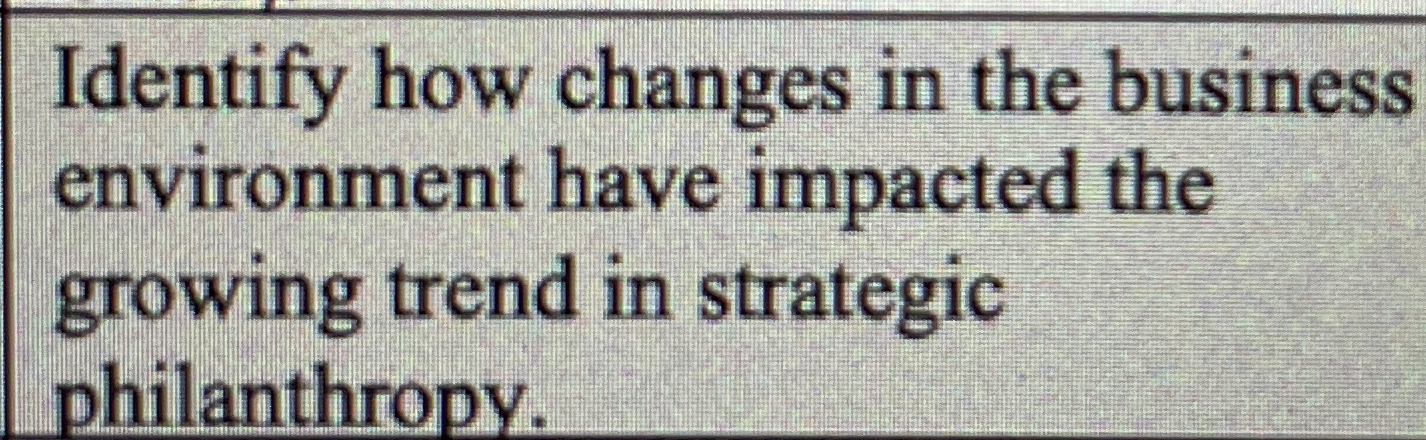  Identify how changes in the business environment have impacted the growing