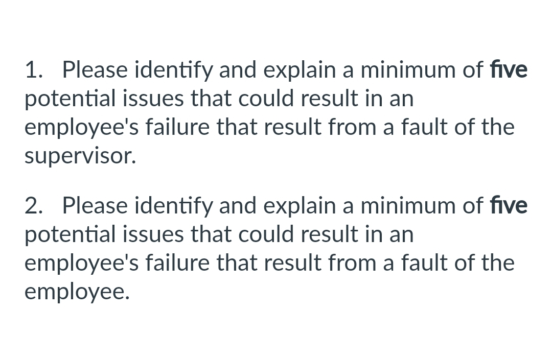  Please identify and explain a minimum of five potential issues that