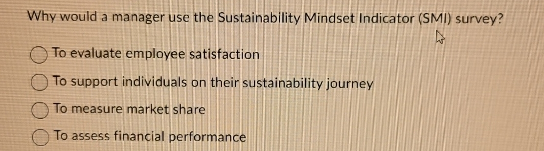  Why would a manager use the Sustainability Mindset Indicator (SMI) survey?