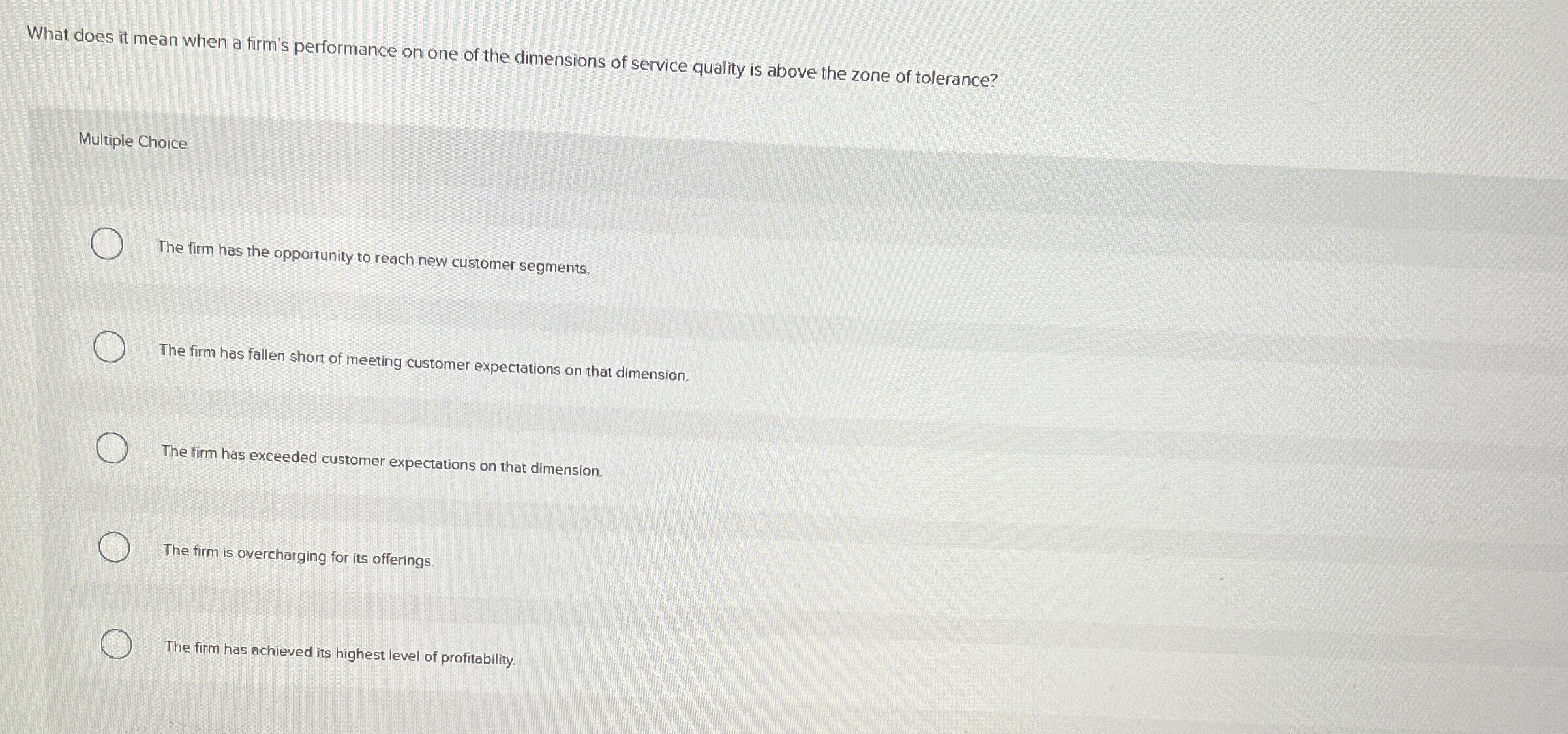  What does it mean when a firm's performance on one of