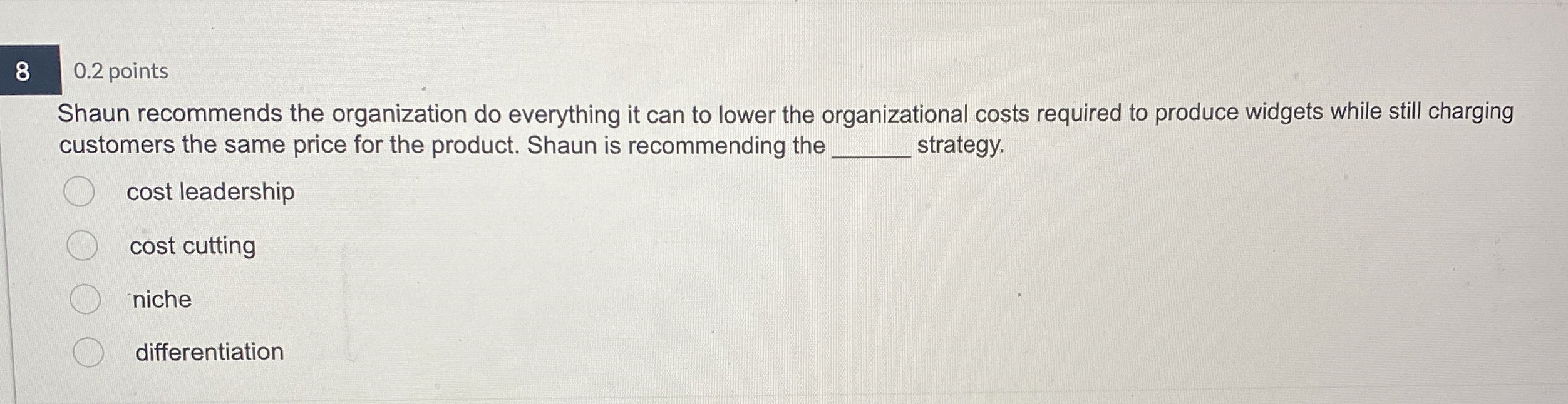  80.2 points Shaun recommends the organization do everything it can to
