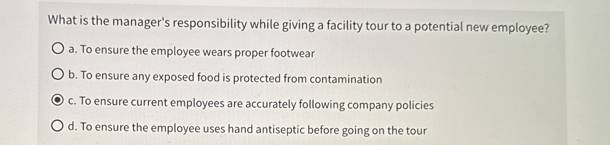  What is the manager's responsibility while giving a facility tour to