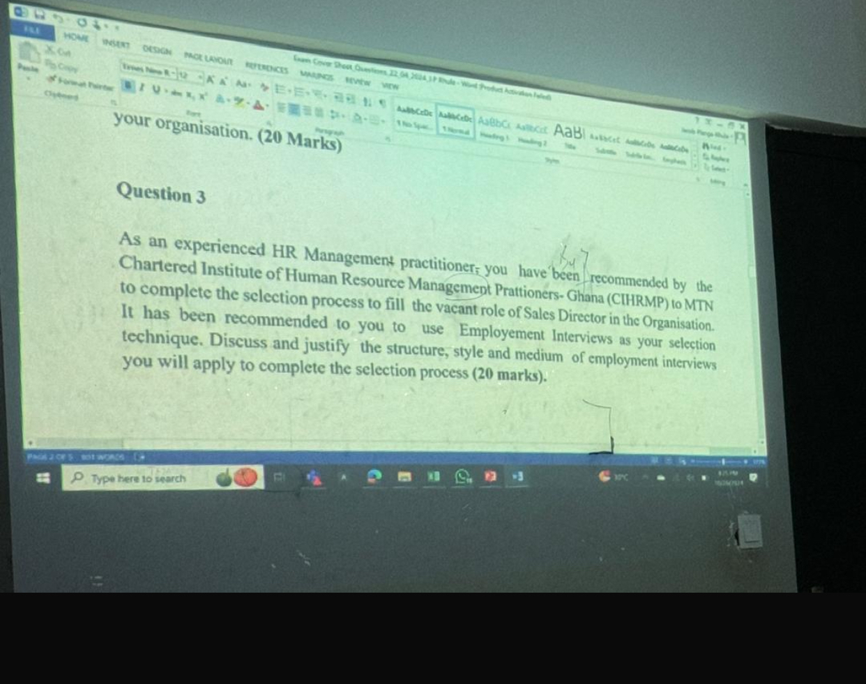  Question 3 As an experienced HR Management practitioner-you have been recommended