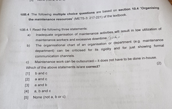  10B.4 The following multiple choice questions are based on section 10.4